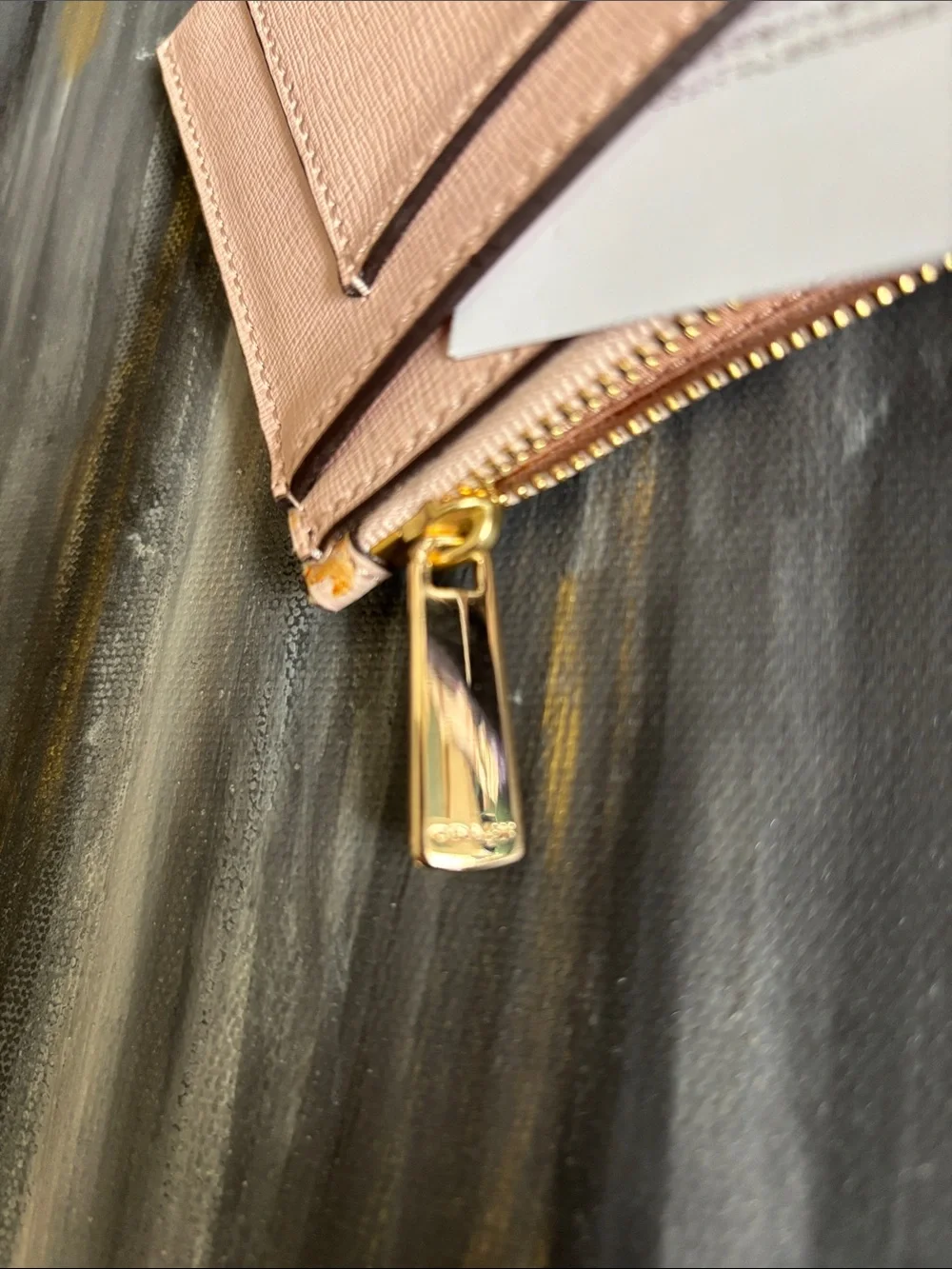 NWOT COACH Pale Pink Leather Card & Key Pouch with Gold Hardware